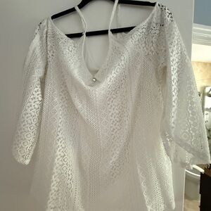 INC International Concepts White 3/4 Sleeve Blouse
